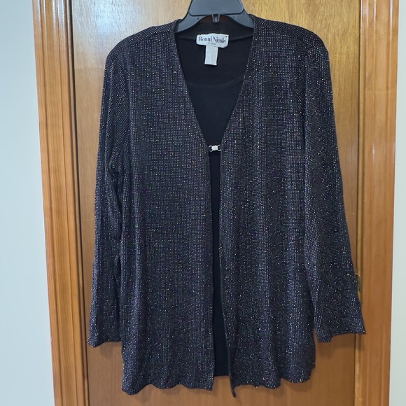 Ronni Nicole Tops - Ronni Nicole by Ouida Women's Cardigan With Tank‎ Shirt Black Sparkly Size 16